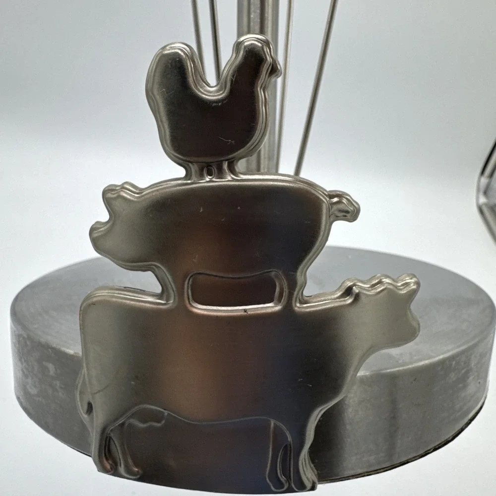 Kamenstein Brushed Stainless Steel Paper Towel Holder Country‎ Cow Pig Rooster